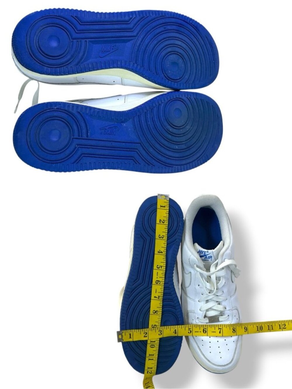 Nike Air Force 1 sneakers Vintage 2008 Leather Low Top white blue Men Size 12 - Picture 6 of 16